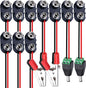 DAIERTEK 10pcs 9V Battery Connector 9 Volt Battery Snap Clip I Type with 2 Pairs of Alligator Clips and 2.1mm X 5.5mm DC Male Power Plug