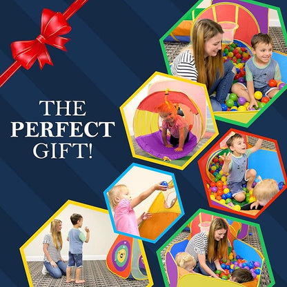 Gift for Toddler Boys & Girls, Ball Pit, Play Tent and Tunnels for Kids, Best Birthday Gift for 3 4 5 Year Old Pop Up Baby Play Toy, Target Game w/ 4 Darts Indoor & Outdoor