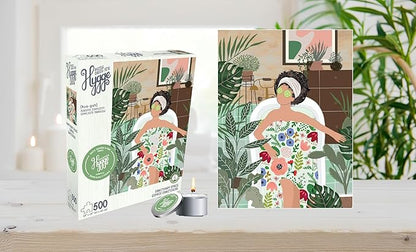 500 Piece Puzzle for Adults Hygge Sanctuary Space Aromatherapy Jigsaw + Scented Candle by Playview Brands