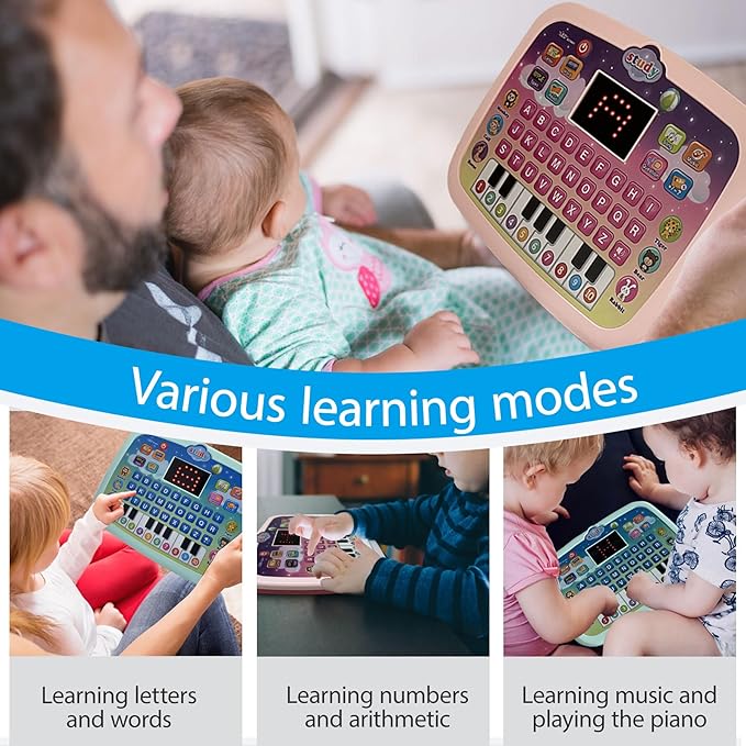 Wenbeier Kids Learning Tablet Toddler Tablet with LED Screen Teach Alphabet Numbers ABC Learning for Toddlers Electronic Learning Toy for Gifts for Boy Girl, Baby Toddler Ages 3 4 5 6