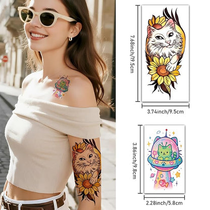 Temporary Tattoos for Kids and Adults, 77 Sheets Waterproof Cat Dog Animal Designs, Colorful and Long Lasting