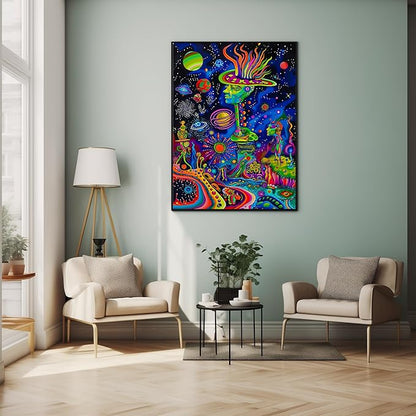 Bgraamiens Puzzle-Alien Land-1000 Pieces Rectangle Puzzle Fun Alien Theme Graffiti Colorful Jigsaw Puzzle for Adults and Kids(Alien Land)