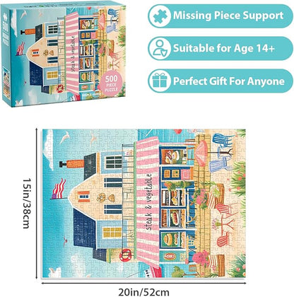 Puzzles for Adults 500 Pieces, Coastal Puzzle, Seaside Jigsaw Puzzles 500 Piece for Adults Kids Seniors, Recycled Cardboard Puzzle for Game Night Family Friends, 20.5x15 in Home Decor