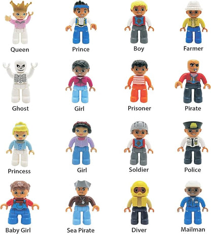 People Figures for Kids - Preschool Toys Building Blocks People Set for Kids - Compatible with Major Brands Building Blocks for Toddlers 1-6 - STEM Building Toys - (16 Toy Figures People)