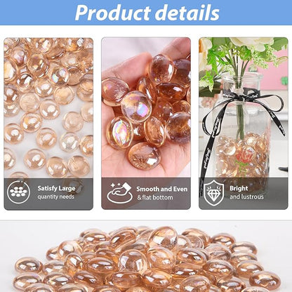 FUTUREPLUSX 5LB Flat Glass Marbles, Pink Glass Pebbles Marbles for Vases Fillers Fish Tank Aquarium Table Scatters DIY Crafts