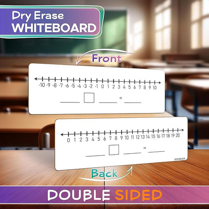 SCRIBBLEDO Negative Number Line Board 4”x12” Inch Lapboard Double Sided White Board Featuring -10 Through +10 Number Line & 0-20 Dry Erase Students Desk Whiteboard Math Manipulatives