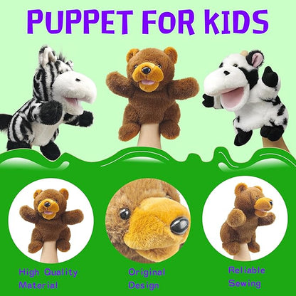 Hand Puppets Bear Puppet,10" Animal Hand Puppets for Kids, Hand Puppet for Toddlers 1-3 and Kids with Movable Mouth,Sloth Stuffed Animal Plush Puppets Toy Gift for Interactive Storytelling