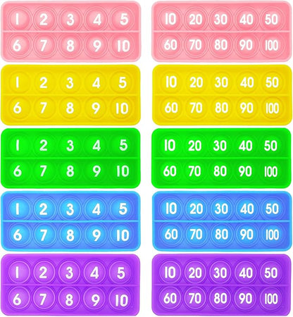 Ten Hundred Frame Popper, Math Fidget Sensory Toys, Ten-Frame Counting Toy, Educational Toy for Kids Classroom Group Learning Activities(Pack of 10)