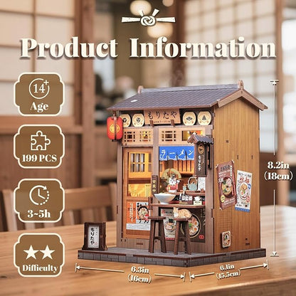 CUTEBEE Book Nook Kit, DIY Miniature House Kits for Adult and Teens, Dollhouse Booknook Tiny House, Bookshelf 3D Wooden Puzzle, DIY Craft Gifts for Family and Friends (Morita-Ya)