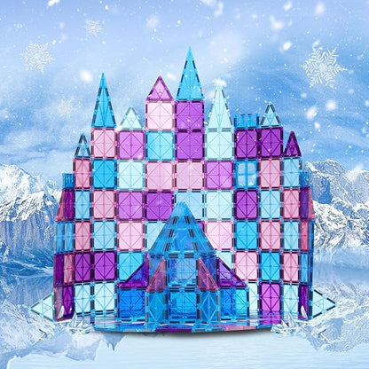 Magnetic Tiles Building Blocks for 3 4 5 6 7 8+ Years Old Boys Girls Colorful Magnet Stacking Toys Birthday Gift for Toddlers STEM Preschool Educational Construction Tiles Set for Kids (Blue)