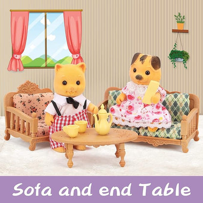 Dollhouse Furniture Set for Kids Toys Miniature Doll House Accessories Pretend Play Toys for Boys Girls & Toddlers Age 3+ with Living Room, Sofa, TV...