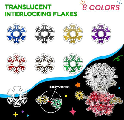 Translucent Snowflakes Interlocking Building Chips，360PCS Interlocking Discs, STEM Learning Construction Blocks Toys, Brain Development Playset for Girls and Boys Aged 4+
