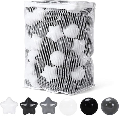 Ball Pit Balls Pack of 100 200 500 - Star and Round Set BPA Free Phthalate Free Non-Toxic Crush Proof Play Balls Soft Plastic Balls for Toddlers Baby Kids Birthday Pool Tent Party