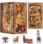 Book Nook Kit, DIY Miniature Dollhouse Booknook Kit, 3D Wooden Puzzle Bookend Bookshelf Insert Decor with LED Light for Teens and Adults, Painter's Day at Dusk