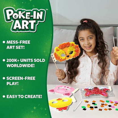Skillmatics Poke-in Art - Halloween Animal Masks, Mess-Free Fun for Kids, DIY Wood Craft Kits, Creative Halloween Activity, Gifts for Girls & Boys Ages 4, 5, 6, 7, 8, 9