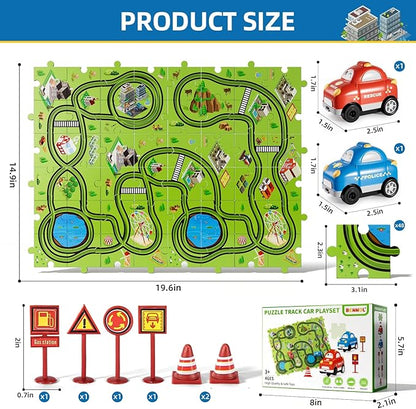 Bennol Toddler Toys Gifts for 2 3 4 5 Year Old Boys, 56 Jigsaw Puzzle Race Track Car Set for Kids Boys Toddlers 1-3 2-4 3-5 4-6, Puzzle Tracks Car Toys Gifts for 2 3 4 5 Year Old Boy Kid