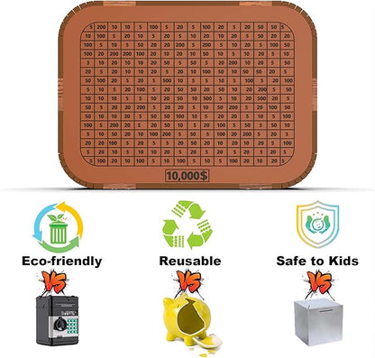Money Saving Box, Cash Vault Wooden Savings Challenge Box for 10,000 5000 3000 1000 Dollar Target, DIY Puzzle Cash Saver Box Reusable Money Box with Counter Coin Bank for Adults Kids Boys Girls