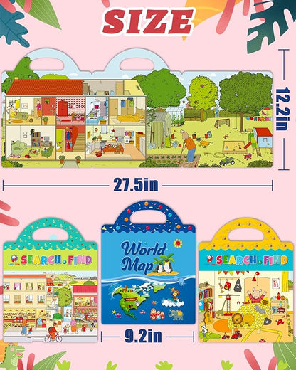 Benresive Reusable Sticker Book for Toddlers 2-4 Years, 3 Sets Travel Stickers for Kids, Waterproof Sticker Books for Toddlers 1-3, Crafts Activities for Todddlers 1-3 2-4 3-5