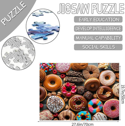Tucocoo Colourful Donut Jigsaw Puzzles for Adults 1000 Pieces, Sweets Food Art Style Painting 27 x 20 inches Colorful DIY Puzzles for Home Decoration Gifts, Family Puzzle Perfect for Game Nights