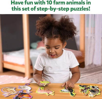 Skillmatics Step by Step Puzzles - 40 Piece Jigsaw & Toddler Puzzle, Montessori Educational Toy for Boys & Girls, Farm Animals, Travel Friendly, Gifts for Kids Ages 3, 4, 5 and Up