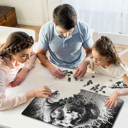 Hippo 1000 Pieces 3D Animal Thickened Wooden Jigsaw Puzzles for Adults Fun Home Decoration Education Game Stress Relief Toy Intellectual Game Challenge Educational 1000pcs (75x50cm)