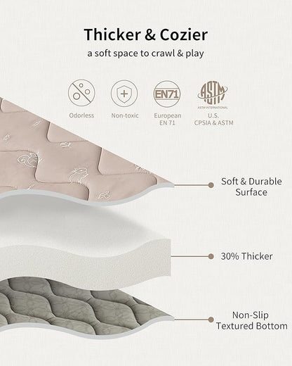Fortella Play Mat for Baby, Soft Foam Floor Pads, 47"x47" Tummy Time Play mat for Infant and Toddler, Portable Foldable Puzzle Mat for Nursery, Outdoor Yard or Playpen (Forest Taupe)