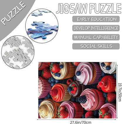 Tucocoo Dessert Jigsaw Puzzles for Adults 1000 Pieces, Fruits Cakes Pastries Whimsical Art Jigsaw Puzzle Colorful DIY Craft Puzzles for Home Decoration Gifts, Family Puzzle Perfect for Game Nights