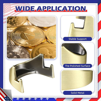 4 Pcs 1.69 Inch Metal Challenge Coin Display Stand Military Coin Holder Medallion Token Holder for Veterans Collectors Fits 2 Inches and up Coins Pocket Watches Medals (Bronze)