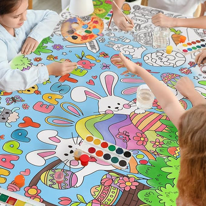 Gatherfun Easter Party Activity Poster - 31.5 x 72 Inches,Easter -Themed Happy Easter Party, Versatile Paper Coloring Banner/Table Cover for School Parties and Special Events Decoration