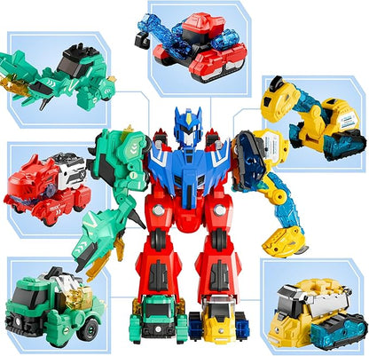 iPlay, iLearn Kids Dinosaur Transforme Robot Toy, Magnetic Construction Trucks Transform into Dinosaurs, Toddler STEM Educational Learning Toy, Cool Birthday Gifts for 3 4 5 6 7 8 Year Old Boy Girl