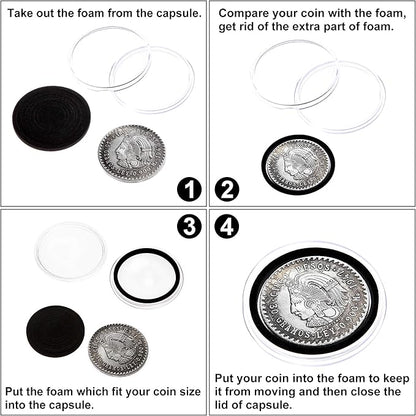 FRIMOONY 46mm Coin Capsules, with Foam Gasket and Plastic Storage Box, for Coin Collection, 2 Packs