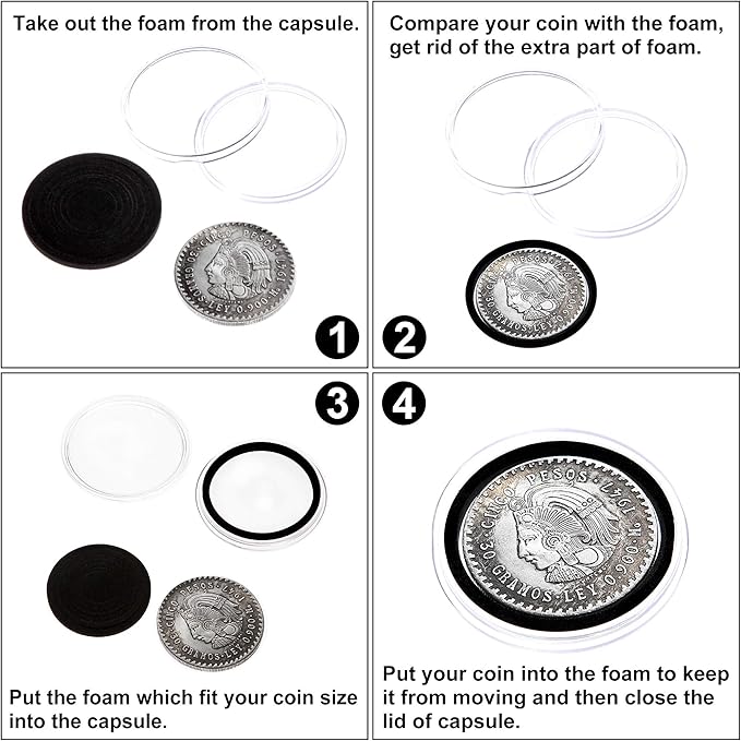 FRIMOONY 46mm Coin Capsules, with Foam Gasket and Plastic Storage Box, for Coin Collection