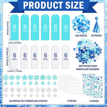 Resholder 490 Pcs Winter Crafts Kits DIY Winter Snowflake Bookmark Ornaments Christmas Snowflake Bookmark Craft with Stickers, Arts and Crafts for Home Party Favor Holiday Activities