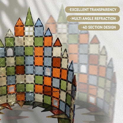 Magnetic Tiles, 100PCS Magnetic Blocks for Kids, 3D Diamond Magnet Tiles Building Blocks for Toddlers, Construction STEM Magnet Toys Gift for 3+ Year Old Boys and Girls