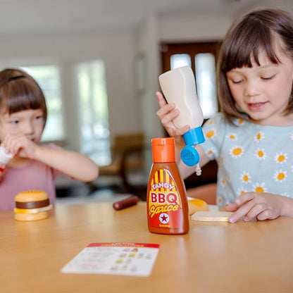 Melissa & Doug 5-Piece Favorite Condiments Play Food Set Play Ketchup and Mustard Bottles, Pretend Food Set for Kids Ages 3+