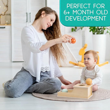 Montessori Mama Object Permanence Box - Montessori Toys for Babies 6-12 Months, Developmental Ball Drop Wooden Toy, Infant Toddler 1 Year Old Learning Essential