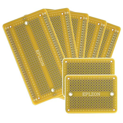 Solderable Breadboard PCB Board Gold-Plated Solder Breadboard for DIY Electronics Projects Apply to Arduino Soldering Projects 3.5"x2.05" (5 Pack + 2 Mini Board, Yellow)