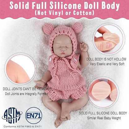 Vollence 18 inch Eyes Closed Silicone Baby Doll That Look Real,Reborn Real Baby Doll,Lifelike Baby Dolls - Girl