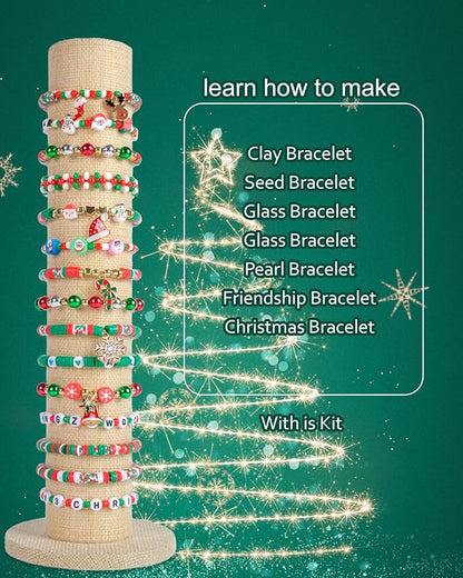 SJZWSD Christmas Friendship Bracelet Kit, 6200 Pcs Clay Beads for Bracelet Making, Christmas Beads for Jewelry and Craft Making with Storage Box