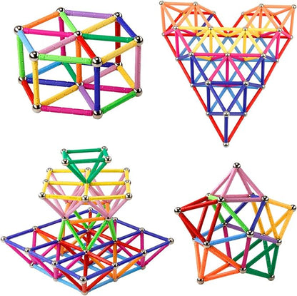 Magnetic Building Blocks, [ 132 Pieces ] Lengthen Building Sticks Set, Magnet Stem Toys Set Non-Toxic Building 3D Puzzle Boys Toys for Kids and Adult