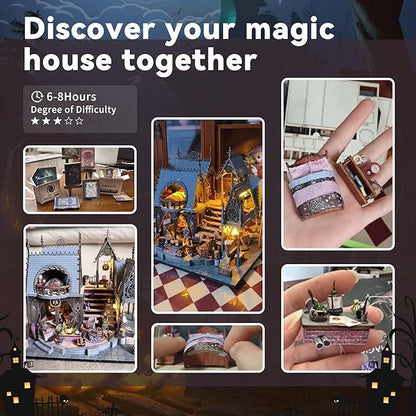 Flever DIY Miniature House Kit, Tiny Home Kit with LED Light, Mini House Build Craft Kits for Adults and Teens, Home Decor Creative Gift for Family/Friends (Luna Magic House)