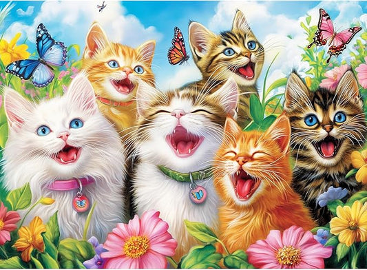 500 Piece Puzzles for Adults, Laughing Cats Large Piece Jigsaw Puzzle for Adults Kids Seniors,Recycled Cardboard Puzzle 500 Piece,Family Activity Great Gift for Family Friends 20.5 * 15 in