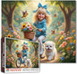 Tucocoo 1000 Piece Jigsaw Puzzle for Adults, Cute Girl on Bicycle with Puppy and Flowers – Whimsical Fantasy Puzzle for Adults, Scenic and Relaxing Art Puzzle for Stress Relief, Wall Decor DIY Gifts