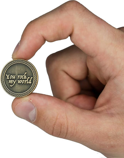 Bulk Set of 3 Romantic Love Expression Coins, You Rock My World, & Make My Heart Skip a Beat, Anniversary Pocket Tokens for Date Night, Love Gift for Men & Women, from Him or Her