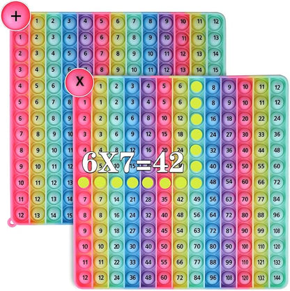 AK-SHIP Doubled Side Macaron Multiplication Game and Addition Numbers POP Fidget Math Toys, Create Various Math Operations, Stress Relief Fidget Learning Game Fidget Math Toys （1 Piece）