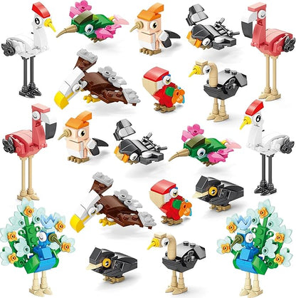 Sawaruita Party Favors for kids-20 Packs Fun Bird Building Blocks Sets Classroom Prizes-Birthday Goodie Bags Stuffers for Kids-Mini Animal Blocks Toys for Valentine's Day, Christmas Party（20in 2）