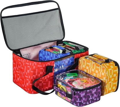 5-Pack Magnetic Tiles Storage Bags Set,Toy Organizer Case,Multifunction Portable Travel Magnetic Tile bag with Visible Top for Building Blocks,Lego Bricks,Puzzles,Toy Cars,Board Game