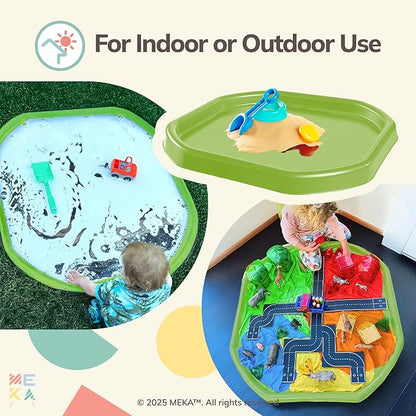 MEKA Tuff Tray for Sensory Play, Sensory Tray for Kids, Toddler Water Table, Tuff Spot Sensory Bin for Toddlers (Bright Green, Large (38" x 38"))
