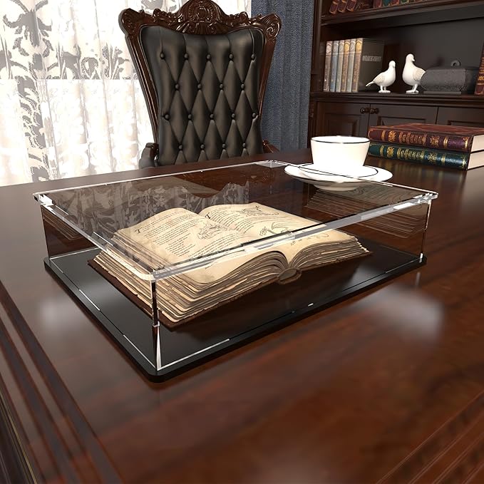Book Display Case Clear Book Protector Case, Acrylic Display Cover Case for Books, Stamps, Coins, Cards, Photos, Album, Jewellery and Collectibles 12 (L) × 12 (W) × 4 (H) inch