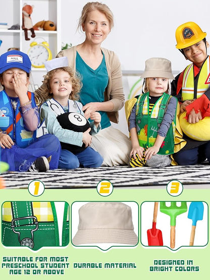 Hungdao 6 Sets Kids Dressing up Costumes Toddler Pretend Play for Age 6-10 Dress up Scientist, Firefighter, Postman, Farmer, Doctor, Engineer